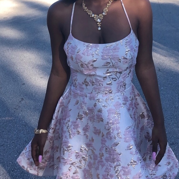 B DARLIN Juniors' Lace-Up A-Line Dress - Picture 6 of 6